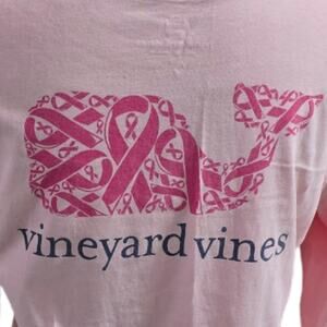 Vineyard Vines Breast Cancer Awareness Pink Logo Whale Long Sleeve Tee Shirt S